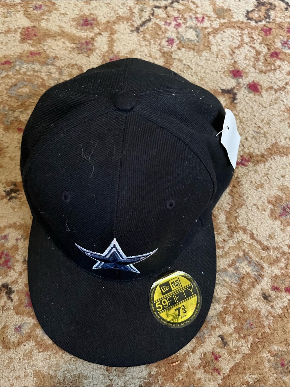 New Era Dallas Cowboys Black Fitted Hat Cap 59FIFTY Size 7 3/4